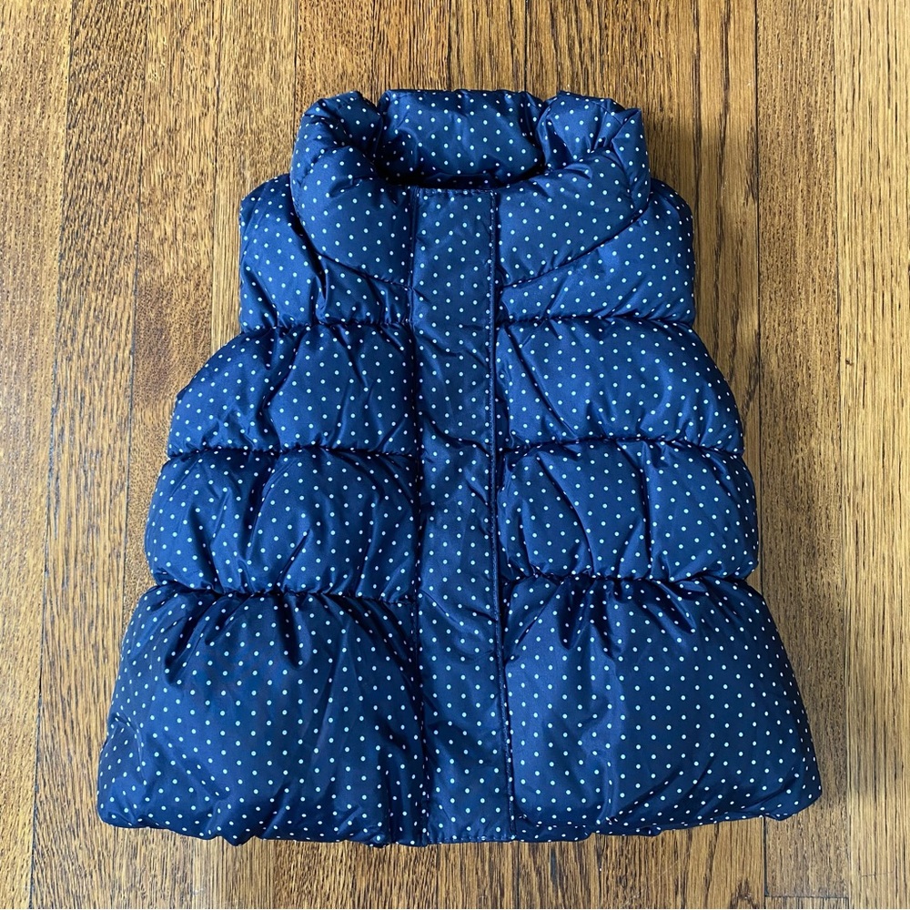 GAP 6-12 Months Navy Blue Polka Dot Puffer Vest